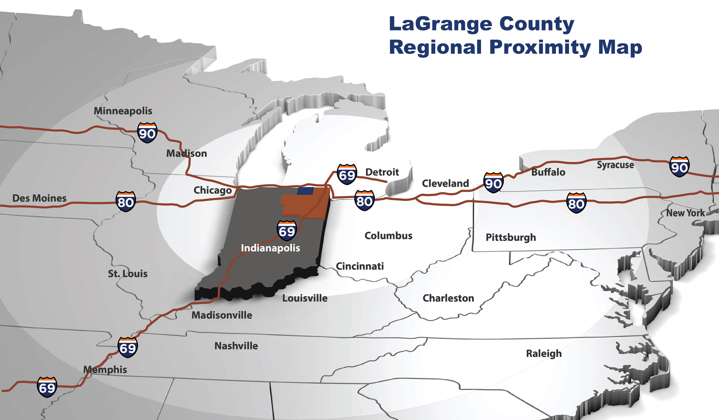 Regional Proximity Map of LaGrange County, Indiana